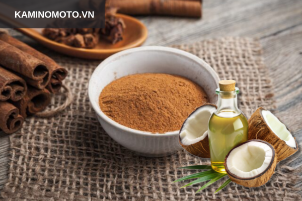 Bột quế và dầu dừa 