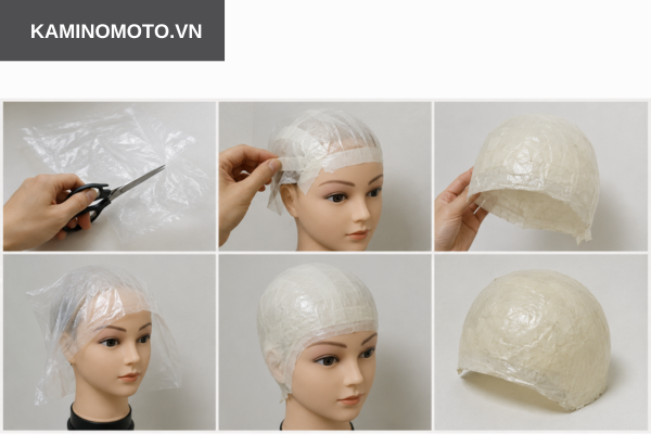 Cách làm mũ tóc giả bằng túi nhựa và băng keo